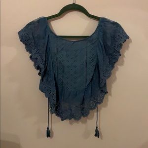 Altar’d State Blue Floral Ruffled Top